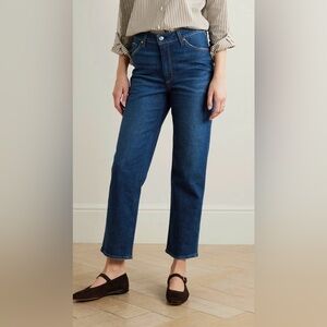 PAIGE Sarah Cropped Stretch High-Rise Straight 
Leg Organic Jeans